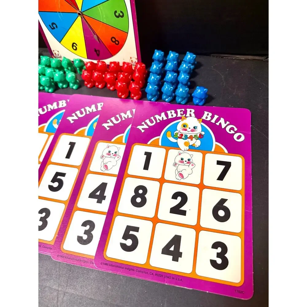1095 Educational Insights Number Kitty Kat bingo 7 cards 51 kitty’s spinner